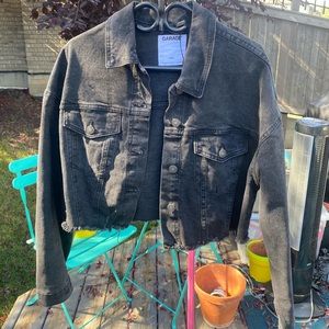Black cropped jean jacket XL